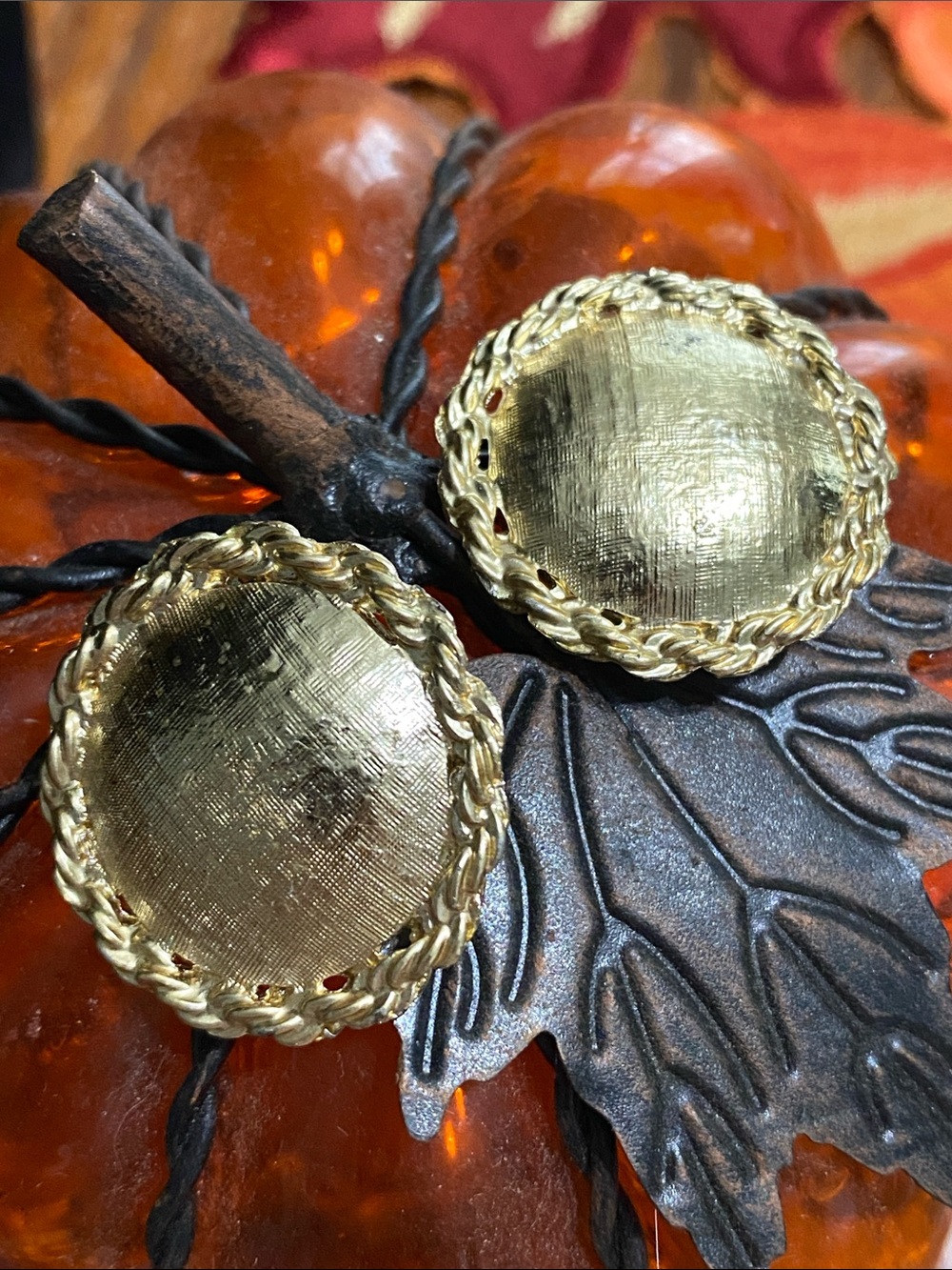 Coro Gold-Tone Braided Round Earring Clips